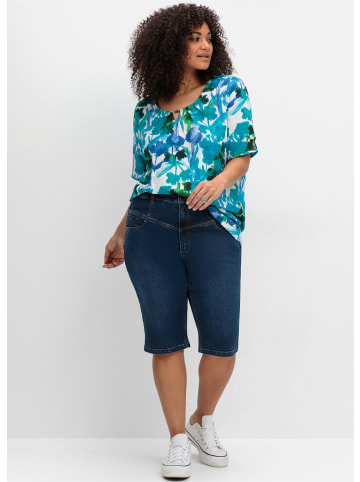sheego Jeansbermudas in dark blue denim