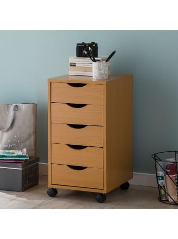 FineBuy Rollcontainer in Braun / MDF / 33x38x64