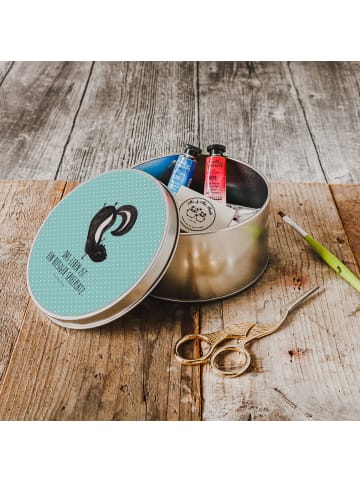 Mr. & Mrs. Panda Aufbewahrungsbox Stinktier Handstand mit Spruch in Türkis Pastell