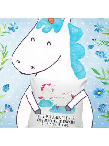 Mr. & Mrs. Panda 40x40 Kissen Einhorn Sekt mit Spruch in Weiß