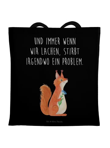 Mr. & Mrs. Panda Tasche Eichhörnchen Blume mit Spruch in Schwarz