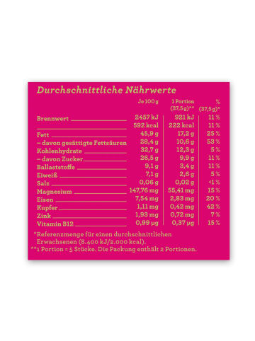 Granar 75g Bio Schokolade mit gefriergetrockneten Himbeeren 73% Kakao von CHOCQLATE