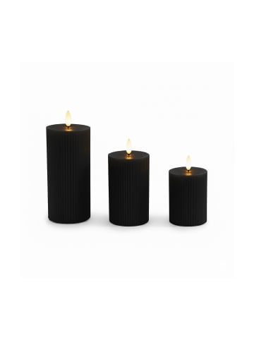relaxdays 3 x LED Kerzen in Schwarz