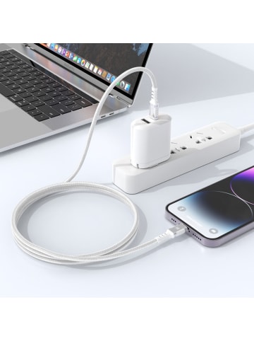 COFI 1453 Xssive Schnellladekabel – USB-C auf kompatibel mit iPhone – Fast in Weiß