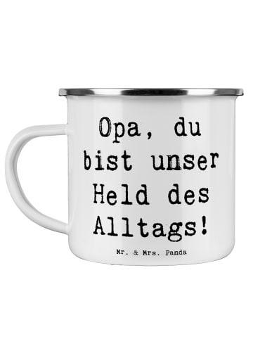 Mr. & Mrs. Panda Emaille Tasse Spruch Opa Held mit Spruch in Weiß