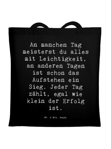 Mr. & Mrs. Panda Tote Bag Spruch Leichtigkeit im Alltag mit Spruch in Schwarz
