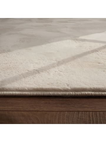 KADIMA DESIGN Teppich Kurzflor waschbar Einfarbig Wohnzimmer in Creme