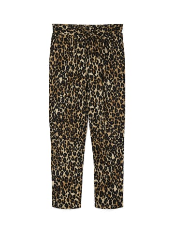 Vero Moda Legere Leinen Stoffhose Casual Schlupf Hose Ankle Pants in Braun