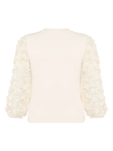 Zero  Feinstrickpullover mit 3D Blüten in Eggnog