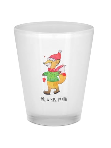 Mr. & Mrs. Panda Schnapsglas Fuchs  Schlittschuhe ohne Spruch in Transparent