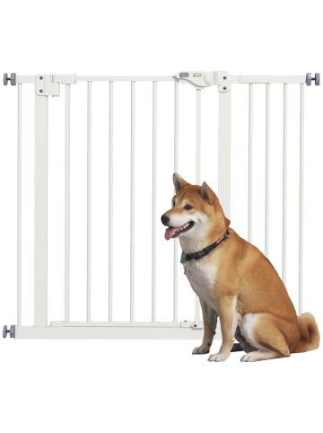 Pawhut Hunde Türschutzgitter Weiß 74-80L x 2B x 77H cm
