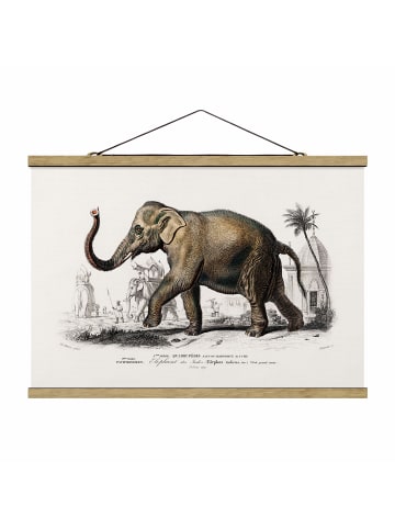WALLART Stoffbild mit Posterleisten - Vintage Lehrtafel Elefant in Braun
