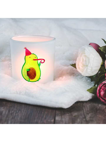 Mr. & Mrs. Panda Teelichthalter Glas Avocado Party Zeit ohne Spruch in Transparent