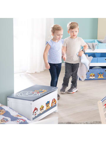 roba Paw Patrol Truhenbank – Holztruhe mit Dämpfungsbeschlag, weiß/blau bedruckt
