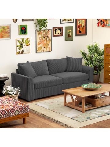 HOMCOM 3 Sitzer Sofa-212L x 80B x 88H cm-Dunkelgrau