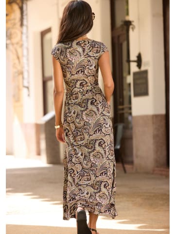 LASCANA Maxikleid in schwarz-orange bedruckt