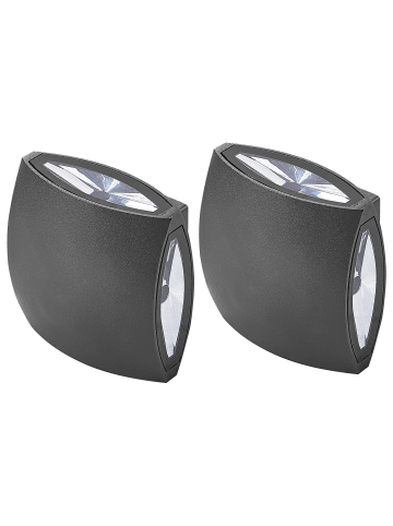 Beliani 2er-Set LED-Wandleuchte für den Außenbereich RAMAPO in Schwarz