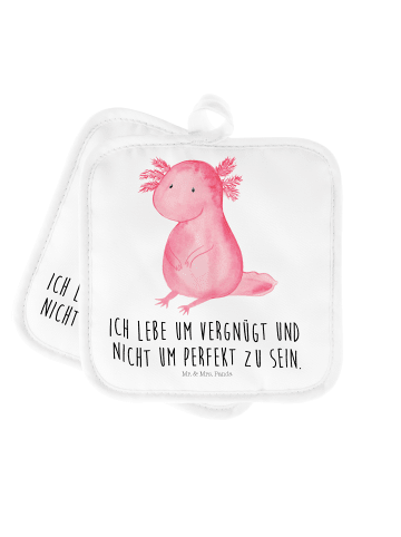 Mr. & Mrs. Panda Kochlappen Axolotl Niedlich mit Spruch in Weiß