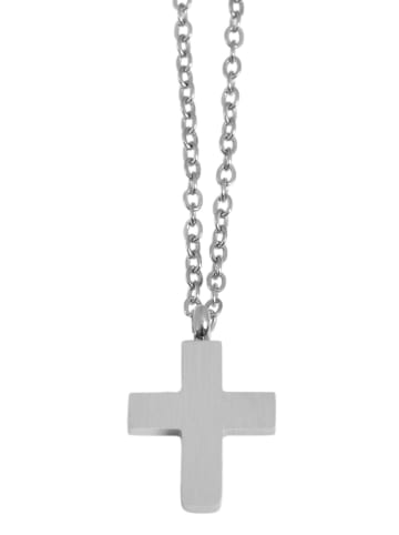 Adeliás Damen Halskette mit Anhänger – Kreuz aus Edelstahl in silber