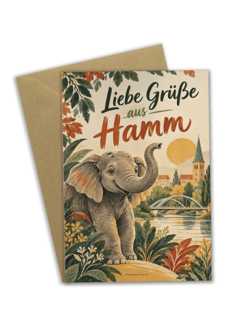 Klappkarte Elefant freundlich Design mit Spruch in Weiß