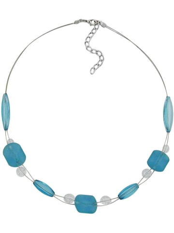 Gallay Kette Drahtkette türkis-aqua-transparent Kunststoffperlen 45cm in blau türkis