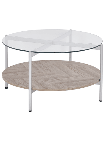 Beliani Couchtisch LOVELL in Silber/Heller Holzfarbton - (W) 80 x (H) 45 x (L) 80 cm