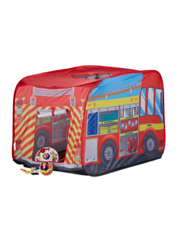 relaxdays Spielzelt Feuerwehr in Rot - (B)110 x (H)70 x (T)70 cm