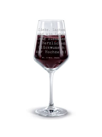 Mr. & Mrs. Panda Rotwein Glas Spruch Hochzeit Liebe Lachen mit S... in Transparent