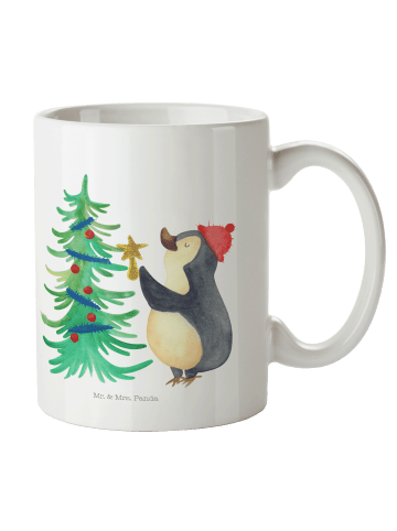 Mr. & Mrs. Panda Kaffeepott Pinguin Weihnachtsbaum ohne Spruch in Weiß