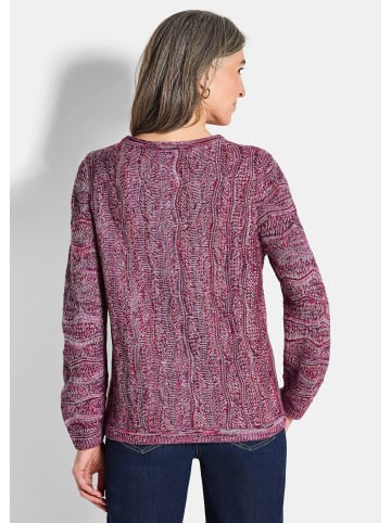 GOLDNER Kurzgröße:  Langarmoberteil im Strukturstrick in pink / gemustert