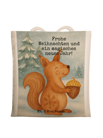 Mr. & Mrs. Panda Canvas Tasche Eichhörnchen Weihnachten Design m... in Weiß