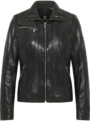 Carlo Colucci Lederjacke Stud in Schwarz