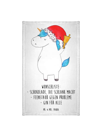 Mr. & Mrs. Panda Handtuch Einhorn Weihnachtsmann mit Spruch in Weiß
