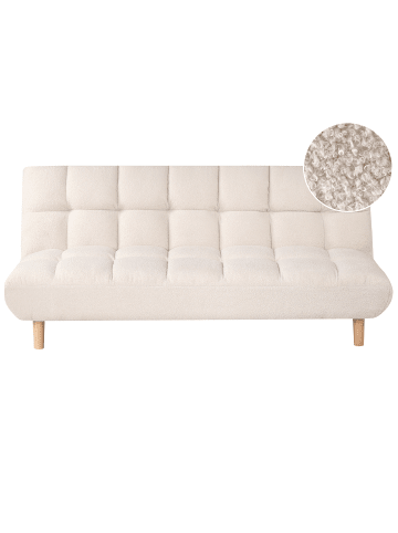 Beliani Schlafsofa RISOR in Weiß/Braun - (W) 190 x (H) 83 x (L) 90 cm