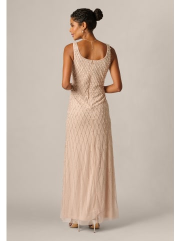 Adrianna Papell Langes Abendkleid Bead Mesh Long Dress in Shell