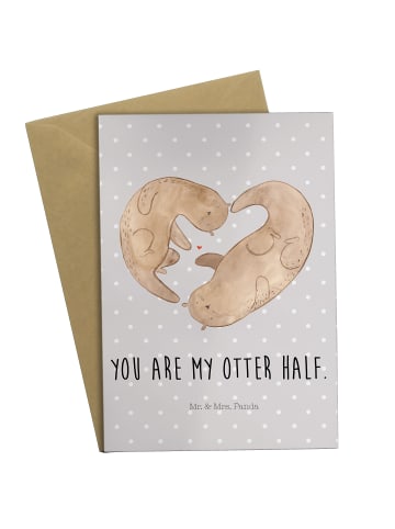 Mr. & Mrs. Panda Klappkarte Otter Herz mit Spruch in Grau Pastell