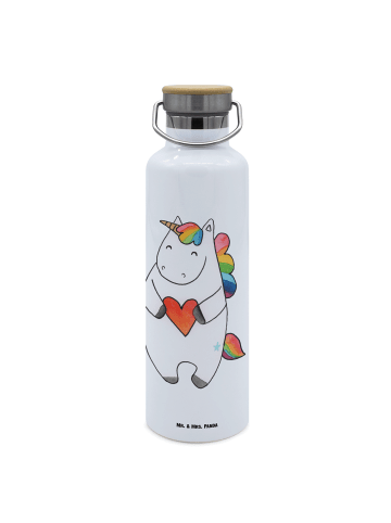 Mr. & Mrs. Panda Trinkflasche Edelstahl Einhorn Herz ohne Spruch in Weiß
