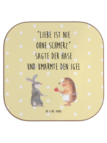 Mr. & Mrs. Panda Tischuntersetzer Hase Igel mit Spruch in Gelb Pastell