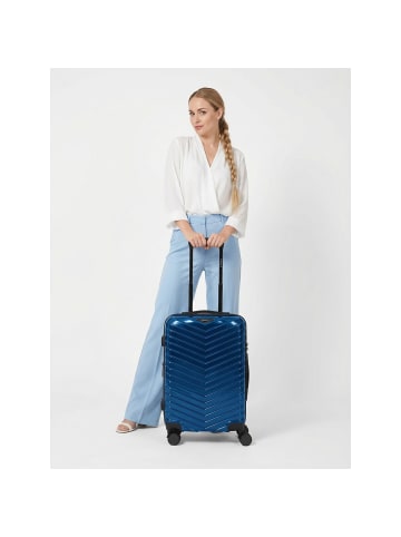 Redolz Essentials 18 4 Rollen Kabinentrolley 55 cm mit Dehnfalte metallic-blue shiny