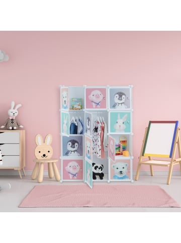 relaxdays Kinder Steckregal in Weiß/ Bunt - (B)109x (H)145 x (T)37 cm