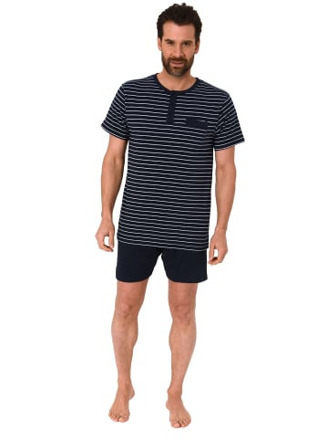 NORMANN Shorty Pyjama Schlafanzug kurzarm Streifen in marine