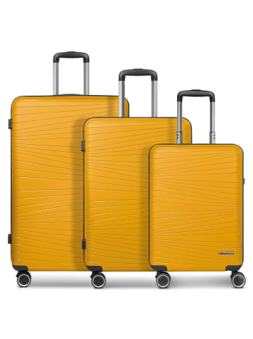 Franky Dallas 3.0 4 Rollen Kofferset 3-teilig mit Dehnfalte in yellow