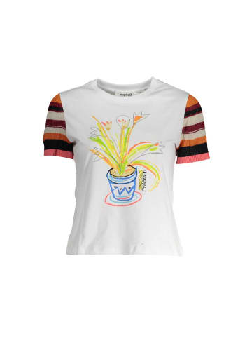 Desigual Weißes Baumwoll-T-Shirt