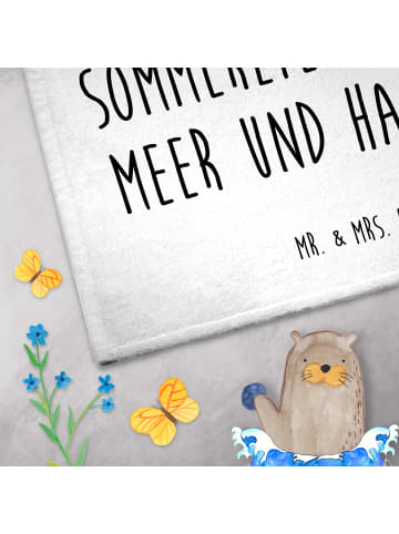 Mr. & Mrs. Panda Gästehandtuch Sommerliebe mit Spruch in Weiß