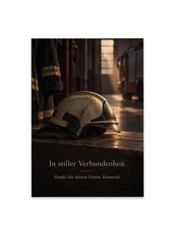 Kondolenzkarte Feuerwehrhelm würdig Design mit ... in Weiß