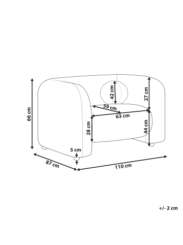 Beliani Sessel LEIREN in Beige - (W) 110 x (H) 66 x (L) 87 cm