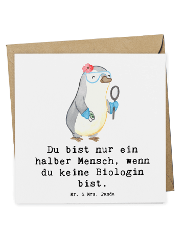 Mr. & Mrs. Panda Deluxe Karte Biologin Herz mit Spruch in Weiß