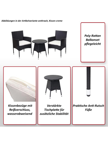 MCW Balkonset G27, Grau, Kissen creme