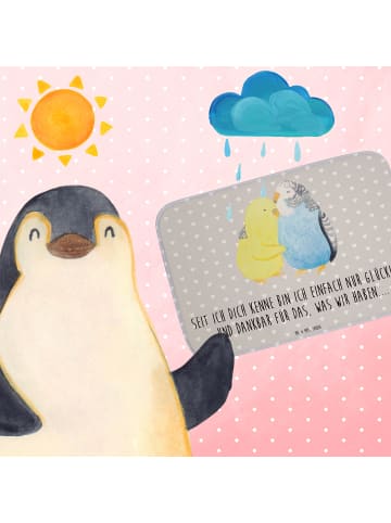 Mr. & Mrs. Panda duschmatte Wellensittich Liebe mit Spruch in Grau Pastell