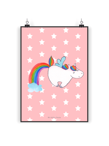 Mr. & Mrs. Panda Poster Einhorn Pegasus ohne Spruch in Rot Pastell